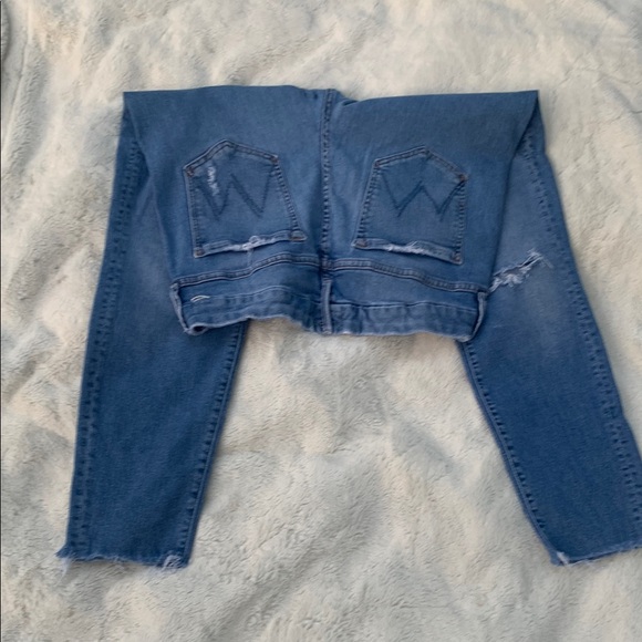 MOTHER Blue Skinny Jeans Distressed Detail - Picture 10 of 12